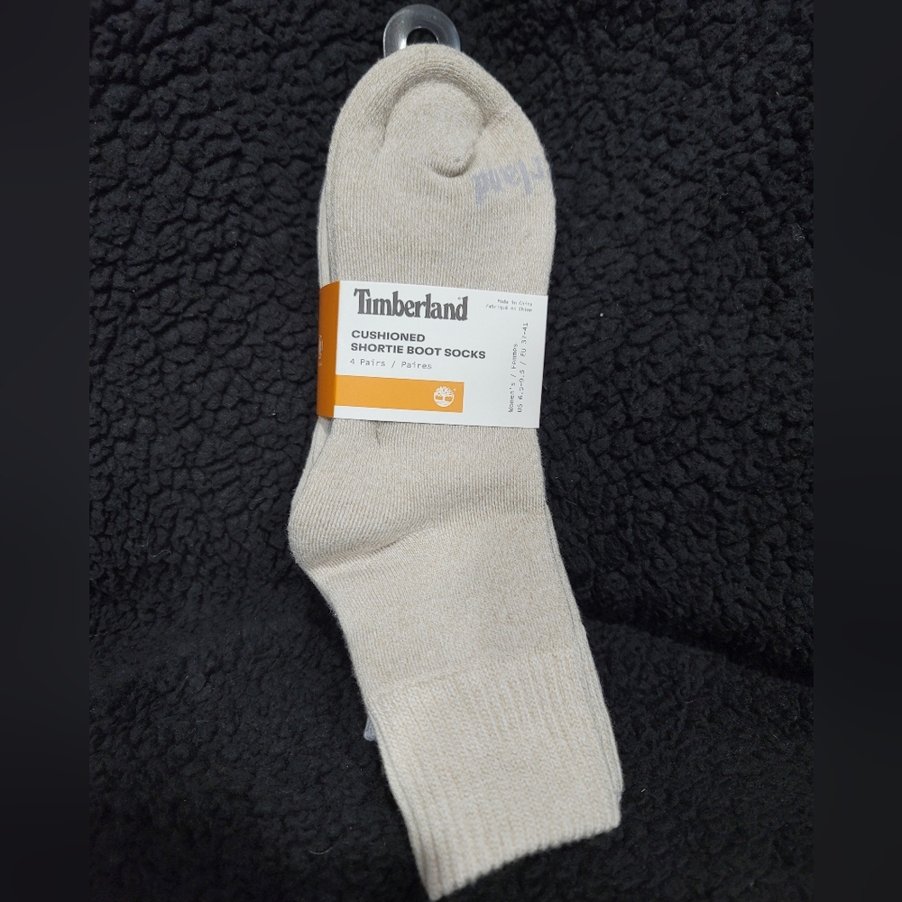 Timberland Womens Cushioned Shortie Boot Socks - Beige